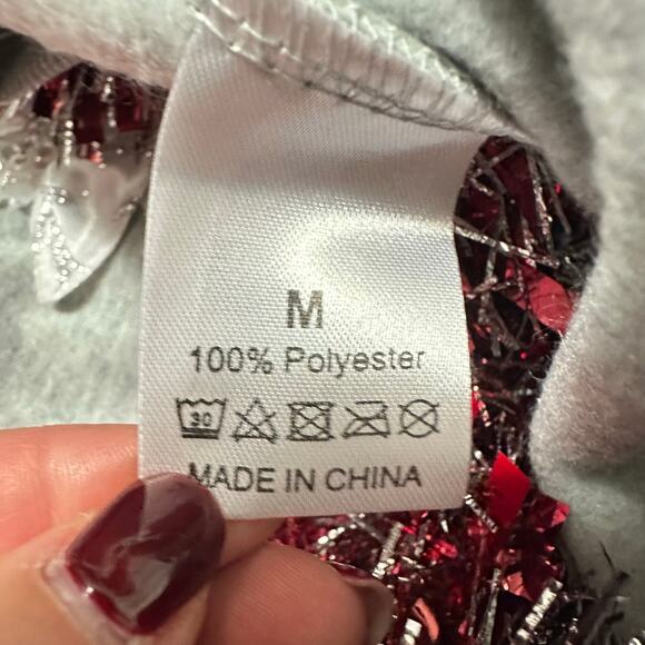 Ugly Christmas Sweater Reindeer LIGHTS UP Tinsel Xmas Party Winner Size Medium - Picture 2 of 5